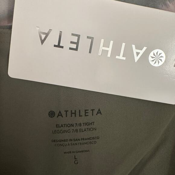 ATHLETA NWT $89 Ultra High Rise Elation 7/8 Tight Green & Pink Leggings – Large - Picture 9 of 11
